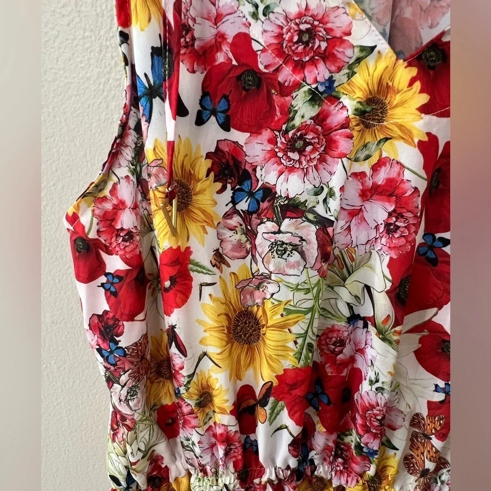 Draya x Valerie Perez Floral Maxi Dress Size M Halter Drawstring EUC